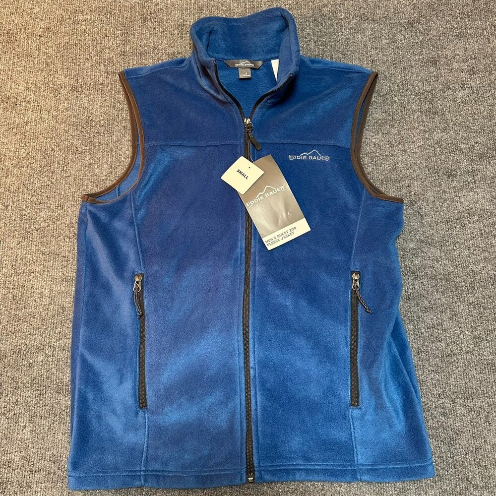 NWT New Eddie Bauer Men’s Quest 200 Fleece Jacket Vest Blue Size Small